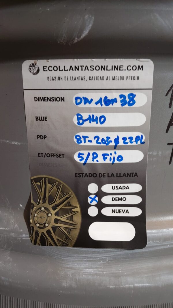 LLANTA DW16 X 38